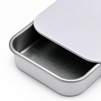 Boîte en métal rectangulaire personnalisée 70x42x15mm avec couvercle coulissant, étui en fer à ouverture par poussée pour emballage de baume à la menthe, de parfum solide