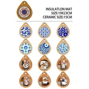 Custom Blue Evil Eye Kitchen Cooking Mats Table Mats Bowl Dish Mats Pan Tea Pot Holder Wood <b>Coasters</b> Trivet - Product Image 3