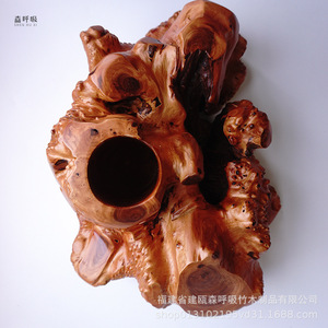 Shen Hu Xi Wooden Pen Holder Solid Wood Root Carving Round Shape Office Desk Decoration Small Size Large Size Business Gift - Product Image 4