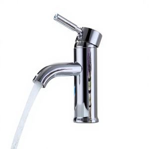 Simple Circular Chrome Brass Basin Faucet, Single Hole Single Handle Bathroom Faucet, Hot and Cold Washbasin Faucet - Product Image 1