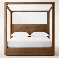 Mobilier de Chambre Antique, Lit à Baldaquin en Bois Massif, Double, Bois Industriel Vintage Indien, Vieux, Taille King Queen, Ensemble de Chambre 1 Pièce