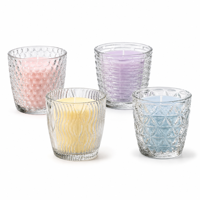 Verre à boire vintage texturé en relief, 10 motifs, support de bougie chauffe-plat en verre transparent, décoration de table pour la maison et les mariages