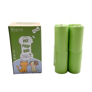 8 Rolls Customizable Package Disposable Pet Waste Bag Home <b>Compostable</b> Plastic Waste Dog Poop Bag - Product Image 1