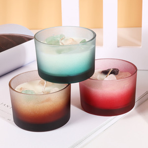 <span class=keywords><strong>Bougie</strong></span> d'aromathérapie en verre avec pierre de cristal et cire de soja, ornement parfumé coloré pour la maison, idéale comme cadeau de mariage, vente en gros - Product Image 1