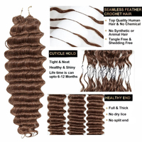 Extensions de cheveux Remy bouclés birmans brun chocolat, tressées au crochet, ondulations profondes, double trame, pré-séparées, sans nœuds, pour femmes