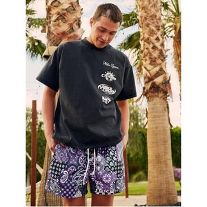 Pantalones Cortos Deportivos Personalizados para Hombre, Estampado Paisley Morado, Secado Rápido, Cintura con Cordón Ajustable - Product Image 3