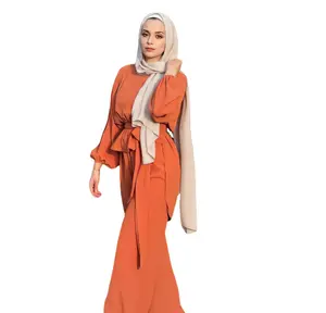 ชุดอาบายา2ชิ้นสำหรับผู้หญิงเสื้อผ้ามุสลิมแบบดั้งเดิม2023