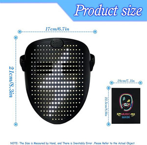 Maschera LED Musicale con Sensore di Musica e Gesti, Maschera Integrale per Feste in Costume, Cosplay e Balli in Maschera - Product Image 3
