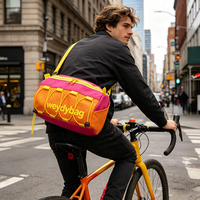 Sac de guidon de vélo en toile imperméable avec logo personnalisé, design baril, rangement intelligent, poches intérieures et latérales
