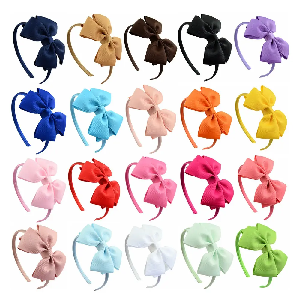 Hair Accessories Bow Hairband for Girls Handmade Solid Ribbon Headbands with Satin Hoops Kids Daily Life Headwear