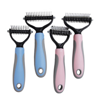 Outil de débosselage pour animaux de compagnie, Double face en acier inoxydable, brosse de fourrure pour animaux de compagnie, peigne, 1 pièce