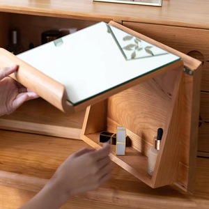 Nordic Solid Wood Dressing <b>Table</b> Cherry Wood Vanity <b>Small</b> Apartment Bedroom Furniture Eco Friendly Adult Use - Product Image 3