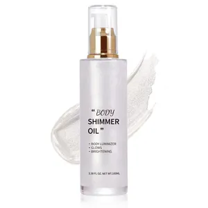 100ML Body Glaze Oil OEM/ODM Glitter Makeup Private Label Natural Moisturizing Nourishing Organic Body Shimmer Oil