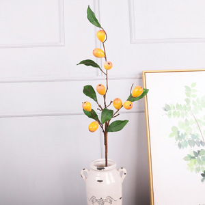 QIHAO Branche de Loquat Artificielle 95,5 cm en PVC Souple pour Décoration Intérieure et Accessoires Photo - Product Image 4
