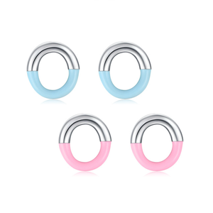 Boucles d'oreilles clous géométriques en émail plaqué rhodium en argent sterling 925, anti-ternissement, pour femmes, style simple et tendance - Product Image 1