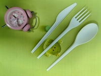 Ensemble de couverts jetables modernes et écologiques de 3 pièces 6.5 pouces CPLA couteau biodégradable fourchette cuillère couverts compostables ensemble de 3 pièces