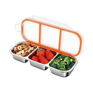 Boîte à lunch en acier inoxydable 304, conteneur alimentaire hermétique et élégant avec couvercle anti-fuite, compartiments et design compatible micro-ondes - Product Image 1
