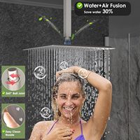 Système de Douche Double Homedec avec Bec de Baignoire de 12 Pouces et Robinet Mural de 6 Pouces en Laiton et Acier Inoxydable Finition Nickel Brossé