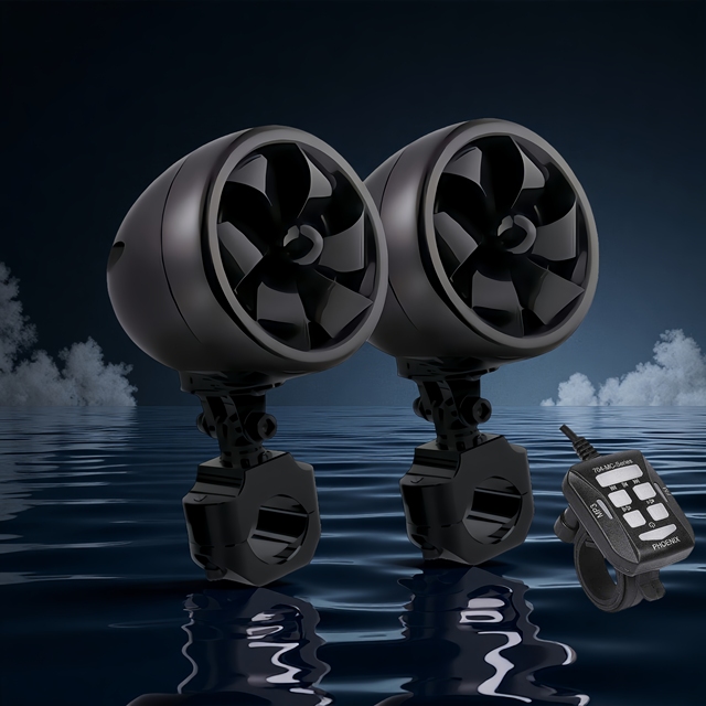 Waterproof Stereo Motorcycle Speaker System with Hi-Fi Sound FM Transmitter USB & AUX Inputs