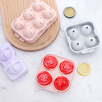 Plateau à glaçons en silicone Rose 3D Moule à crème glacée en silicone à 4 cavités pour la cuisine à domicile