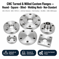 Pièces de raccordement industrielles OEM personnalisées usinées CNC (tournage et fraisage) en acier inoxydable et aluminium, de type col de soudeuse carré aveugle