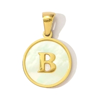 Pendentif Breloque Classique Fait Main DIY 26 Lettres Anglaises en Acier Inoxydable Coquille Ronde Initiale Accessoires Bijoux Tendance