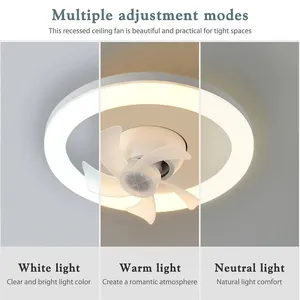 360 LED silenzioso ventilatore a soffitto luce e27 vite testa mobile luce ventola RGB colorato telecomando telecomando luce ventilatore a soffitto