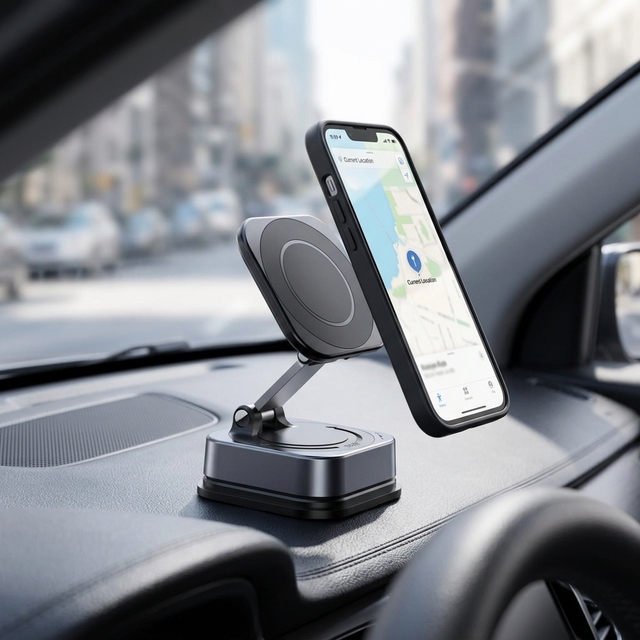 Folding Strong Magnetic Phone Holder 360° Rotation Desk Car Vacuum Suction Windshield Dashboard Mobile Holder Car Mount Rack