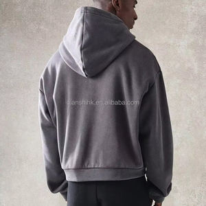 Invierno logotipo personalizable en blanco Zip up Hoodie Fabricante Peso pesado Algodón Liso Hoodie Oversized Drop Shoulder Zip Hoodie - Product Image 4