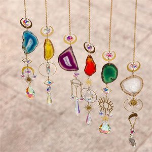 गर्म बिक्री क्रिस्टल हस्तनिर्मित पेलेंट उपचार इंद्रधनुष एगेट टुकड़ा कच्चे पत्थर सूरज कैचर के लिए फांसी खिड़की कार - Product Image 3