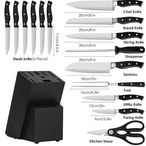 Wholesale Three Rivets ABS Handle Cutlery <b>Set</b> Stainless Steel Kitchen <b>Knife</b> <b>Set</b> with Black Painted <b>Knife</b> Block - Product Image 6