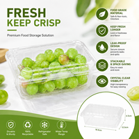 Boîte d'emballage en plastique transparente pour fruits, de qualité alimentaire, conteneur transparent pour raisins, étanche, recyclable