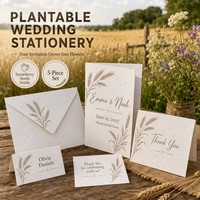 Rustikales Rasen-Hochzeits-Set: Personalisierbares, pflanzbares Samenpapier für ein ländliches Hochzeitsbriefpapier-Set – Umweltfreundliches Rasen-Hochzeits-Kit