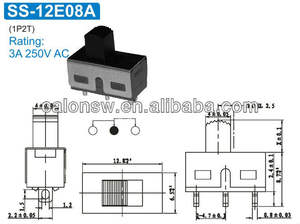 SS-12E08 מכירות ישירות dpdt מתח בורר 3.8 ס מ "מ חורים מרובע 3 רגליים אלקטרונית 3p3t 2p2t spdt - Product Image 4