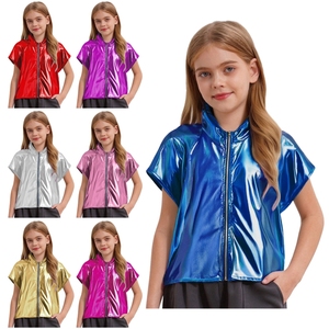 Ropa de Baile Urbano para Niños y Niñas de 6 a 16 Años, Chaleco Metálico con Capucha, Sudadera con Capucha, Estilo Jazz, Informal, para la Vida Diaria, con Borlas, Disfraz de Baile - Product Image 1