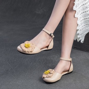 Summer new style baggy <b>flat</b>-soled elegant flowered sandals Retro fashionable ideal for all occasions versatile women's shoes - Product Image 2