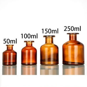 Botella de Vidrio Ámbar Redonda de 100ml/150ml con Difusor de Corcho, Vacía, <span class=keywords><strong>para</strong></span> Aromaterapia - Product Image 3