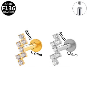 Geometric <b>Titanium</b> Alloy Ear <b>Stud</b> G23 Fashion Internal Tooth Earring Daily Wear Unisex - Product Image 5