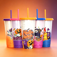 Gobelets en plastique réutilisables personnalisés, mignons, à thème café froid, crâne fantôme, changeant de couleur, pour fête, cadeau d'Halloween