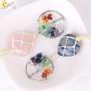 CSJA vente en gros 7 Chakras arbre <span class=keywords><strong>de</strong></span> vie naturel dégringolé coeur <span class=keywords><strong>cristal</strong></span> pierres voiture pendentif suspendu décoration <span class=keywords><strong>de</strong></span> la maison décor H044 - Product Image 4