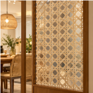 Lámina Acrílica con Patrón de Mimbre Natural, Aspecto de Bambú Transparente, Panel Decorativo de PMMA para Muebles y Diseño de Interiores - Product Image 1