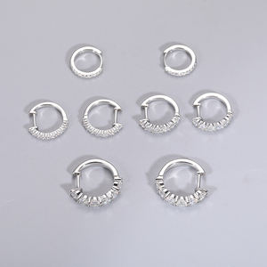 남성 여성용 신상 패션 925 스털링 실버 3mm 4mm 5mm VVS 등급 모이사나이트 다이아몬드 허기 CC 후프 귀걸이 파인 주얼리 세트 - Product Image 2