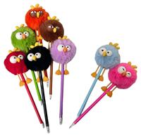 Stylos à bille multicolores avec des oiseaux mignons, pour la vente en gros, logo personnalisé, peluche douce, cadeau, jouet, souvenir de festival, encre noire 0,5 mm