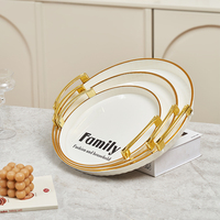 Assiette de présentation de luxe en plastique doré pour fruits, sous-assiette de dîner pour mariage, restaurant, fête, vaisselle