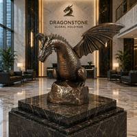 Sculpture de dragon ailé sur mesure en bronze - Grand gardien mythique, statue en bronze