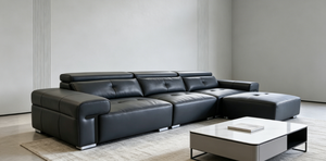 <span class=keywords><strong>Canapé</strong></span> <span class=keywords><strong>d</strong></span>'<span class=keywords><strong>angle</strong></span> haut de gamme, style <span class=keywords><strong>d</strong></span>écontracté et atmosphérique, en cuir écologique, design rétro de luxe léger, idéal pour grand appartement, combinaison noire - Product Image 6