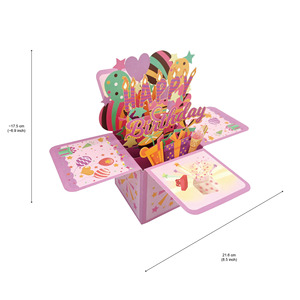 Carte de vœux transfrontalière très vendue, faite à la main, en forme de boîte tridimensionnelle, pour anniversaire et anniversaire de mariage, avec message de bénédiction et usage universel - Product Image 5