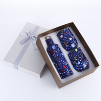 Refroidisseur liège cadeau promotionnel chaud 500ml 750ml bouteille de vin et 12oz gobelet à vin tasses en acier inoxydable bouteille de vin ensemble boîte-cadeau