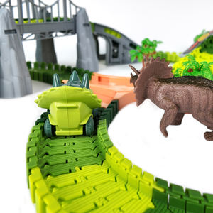 P873 Dinosaur World Road Race Tracks Juego de pista flexible 275 piezas <span class=keywords><strong>Locomotora</strong></span> eléctrica temática de dinosaurio con carruajes <span class=keywords><strong>para</strong></span> niños - Product Image 6