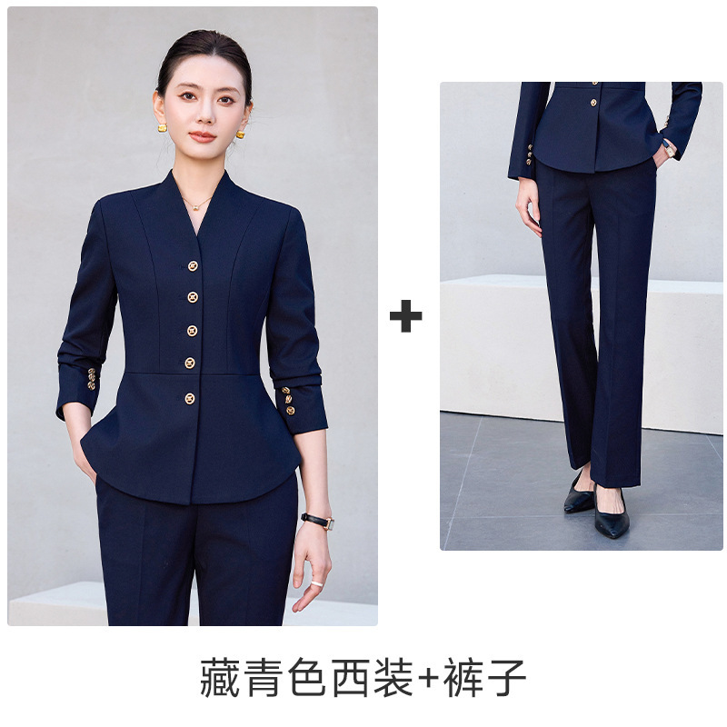 Navy blue suit trousers